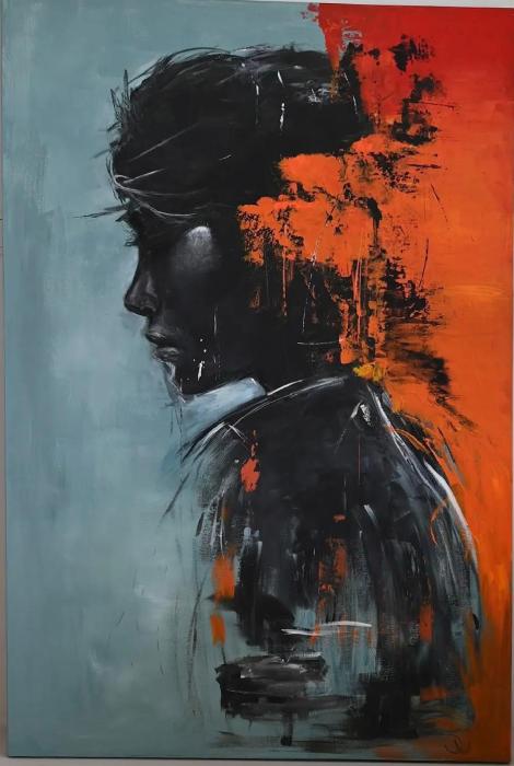Stil profiel, portret in acryl